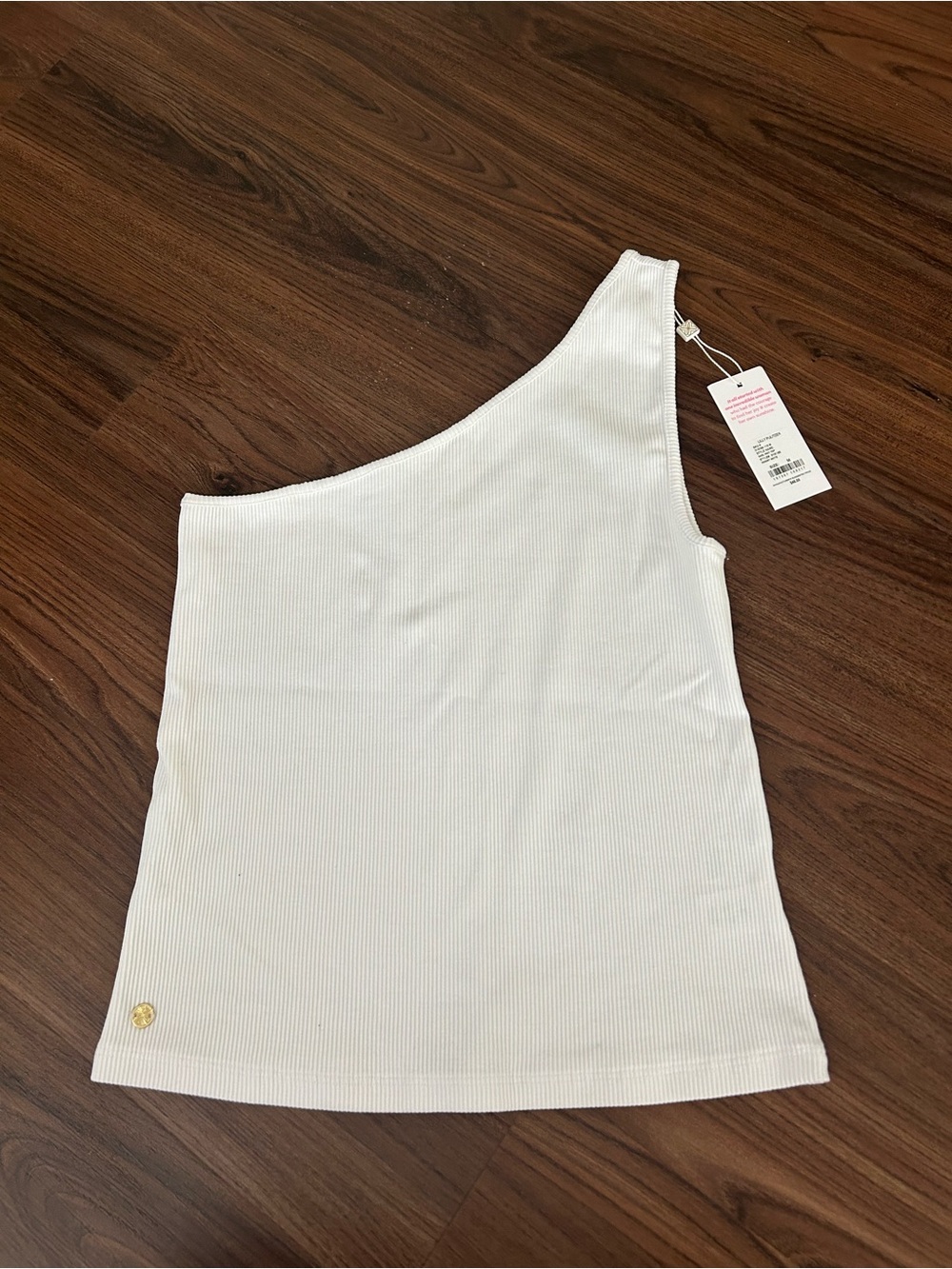 Lilly Pulitzer White One-Shoulder Ribbed Tank